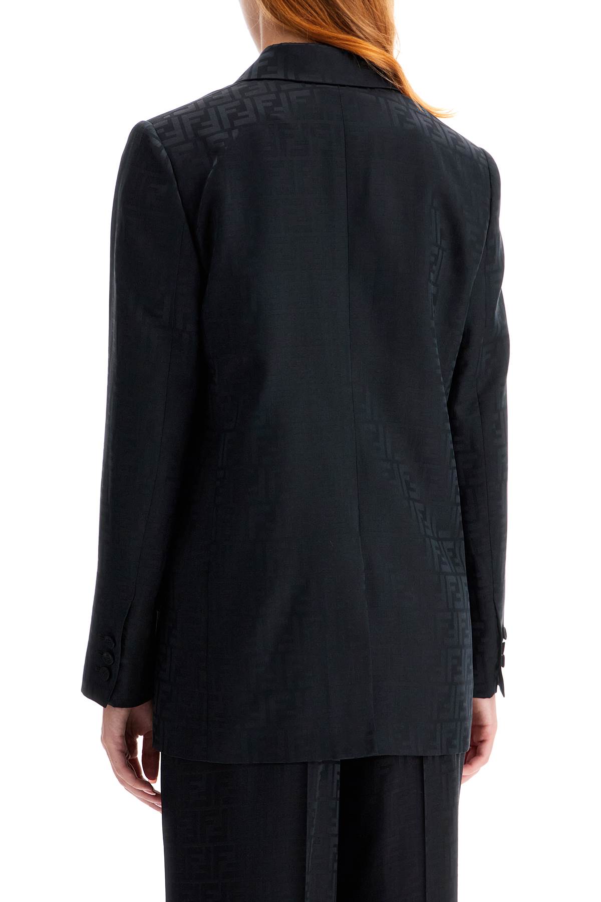 Shop Fendi Satin Crepe Ff Blazer In Black