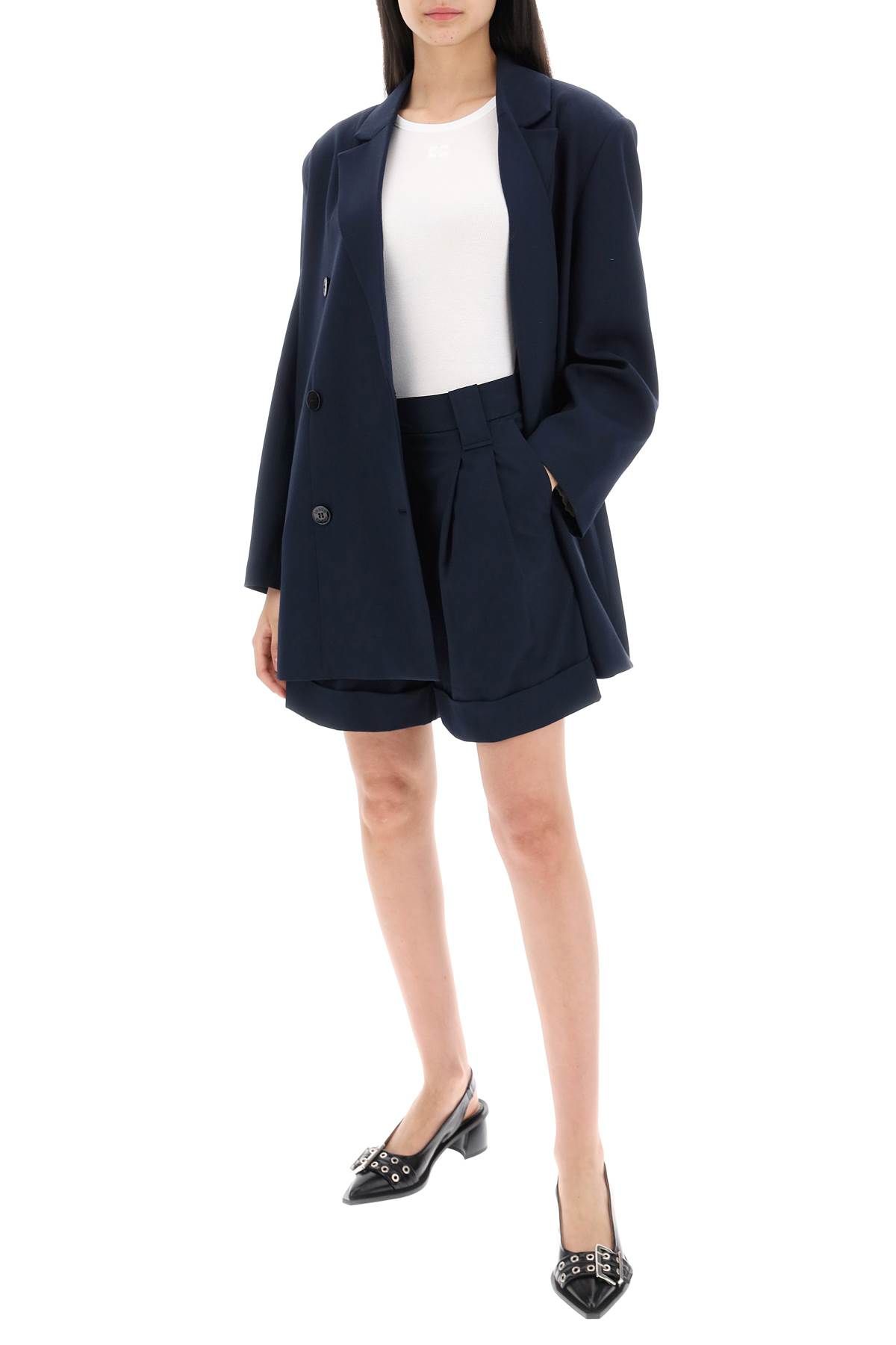 Shop Ganni Oversized Double-bre In Blue