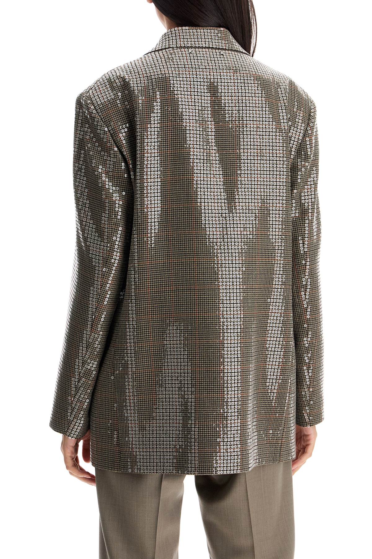 Shop Golden Goose Houndstooth Blazer With Sequins In Beige