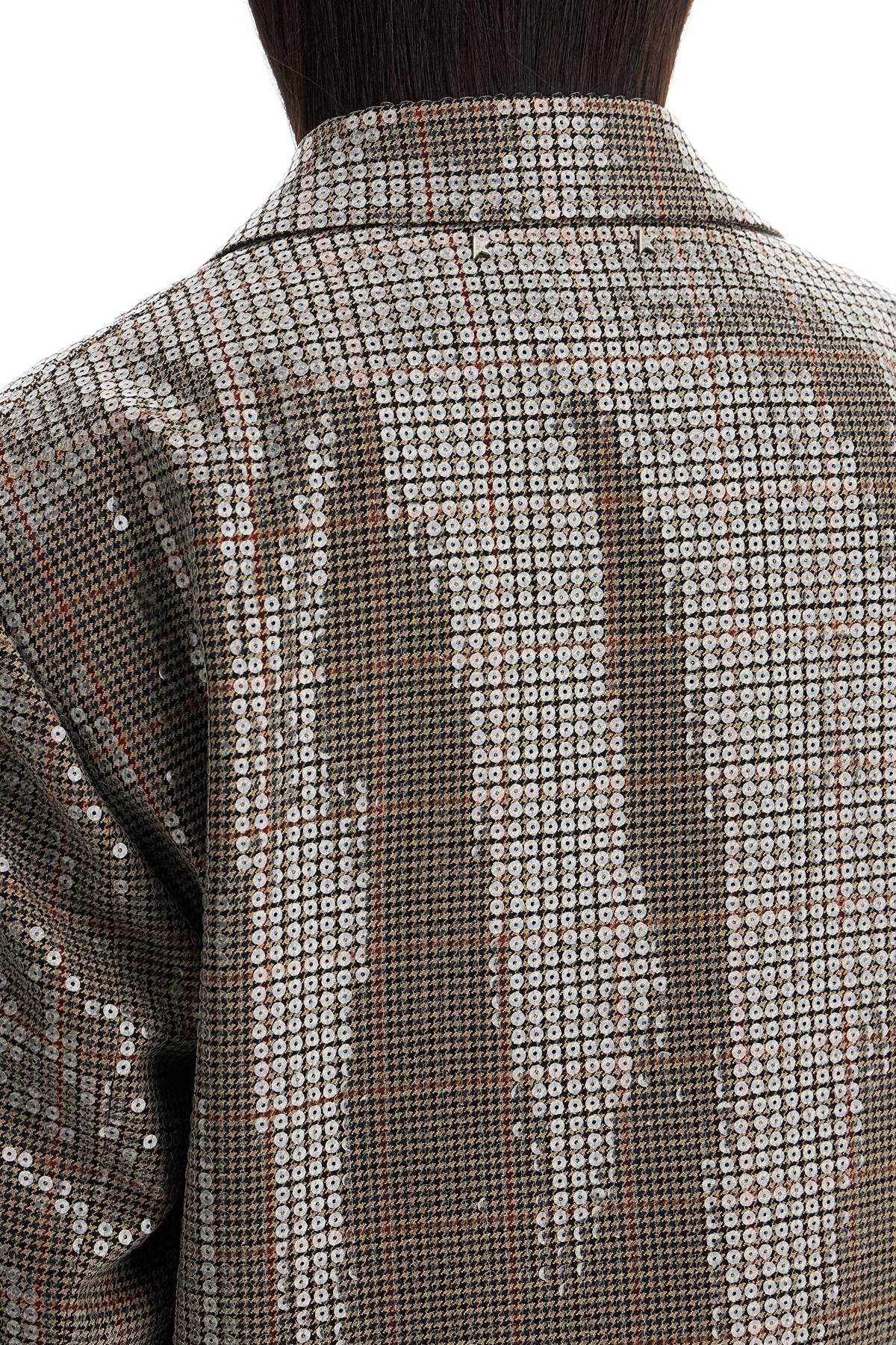 Shop Golden Goose Houndstooth Blazer With Sequins In Beige