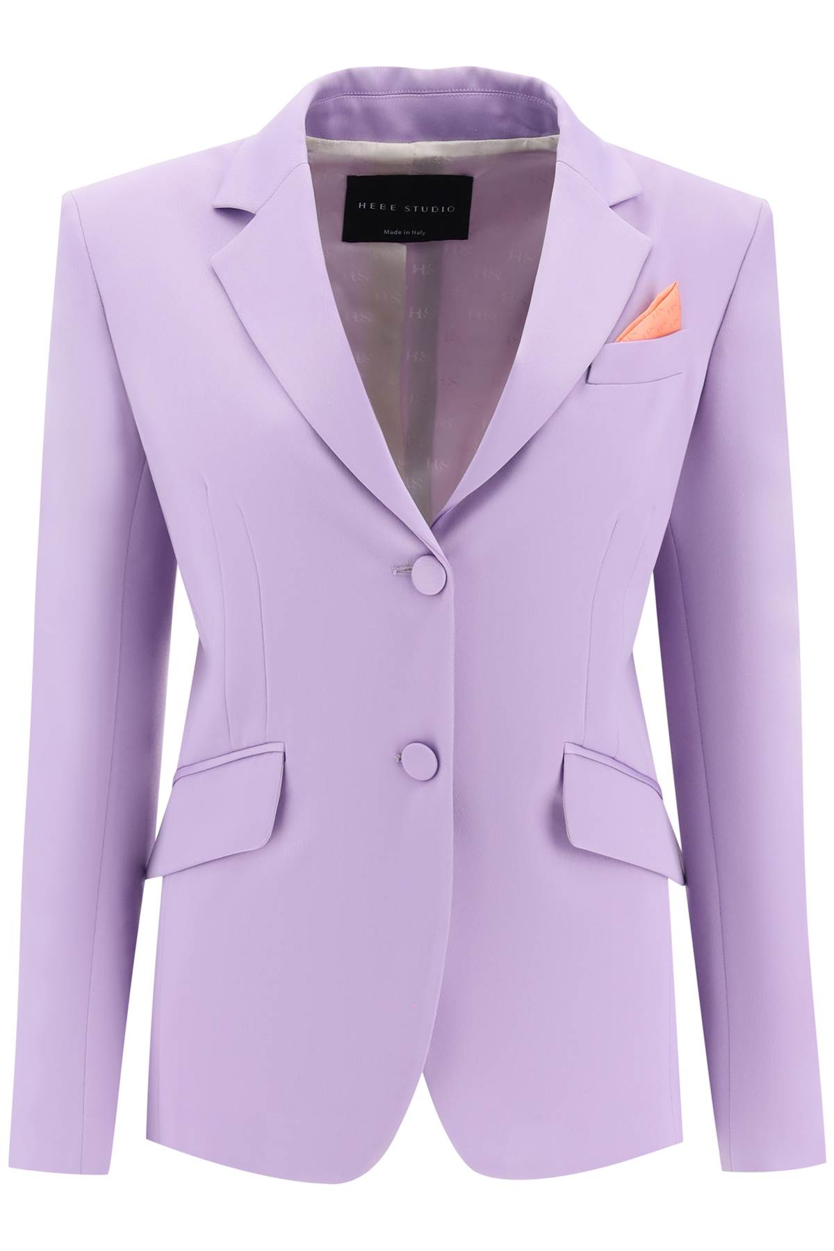 Shop Hebe Studio 'goldie' Satin Blazer In Purple
