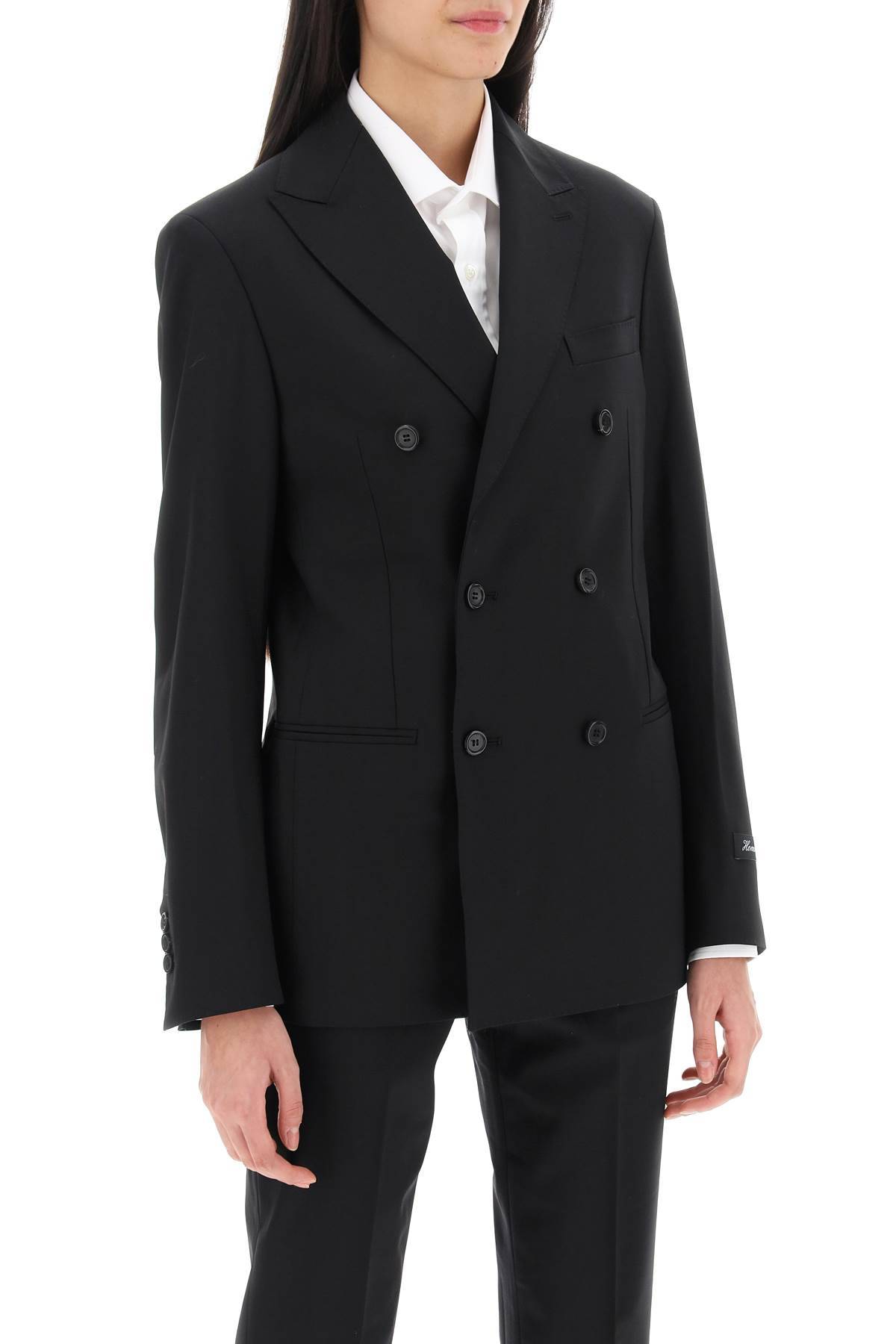 Shop Homme Girls Slim Fit Double-breasted Blazer In Black