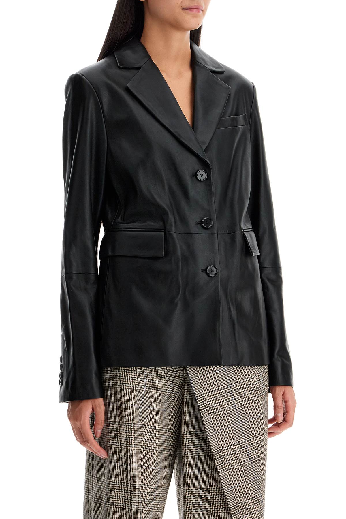 Shop Loulou Studio Aldo Leather Blazer In Black