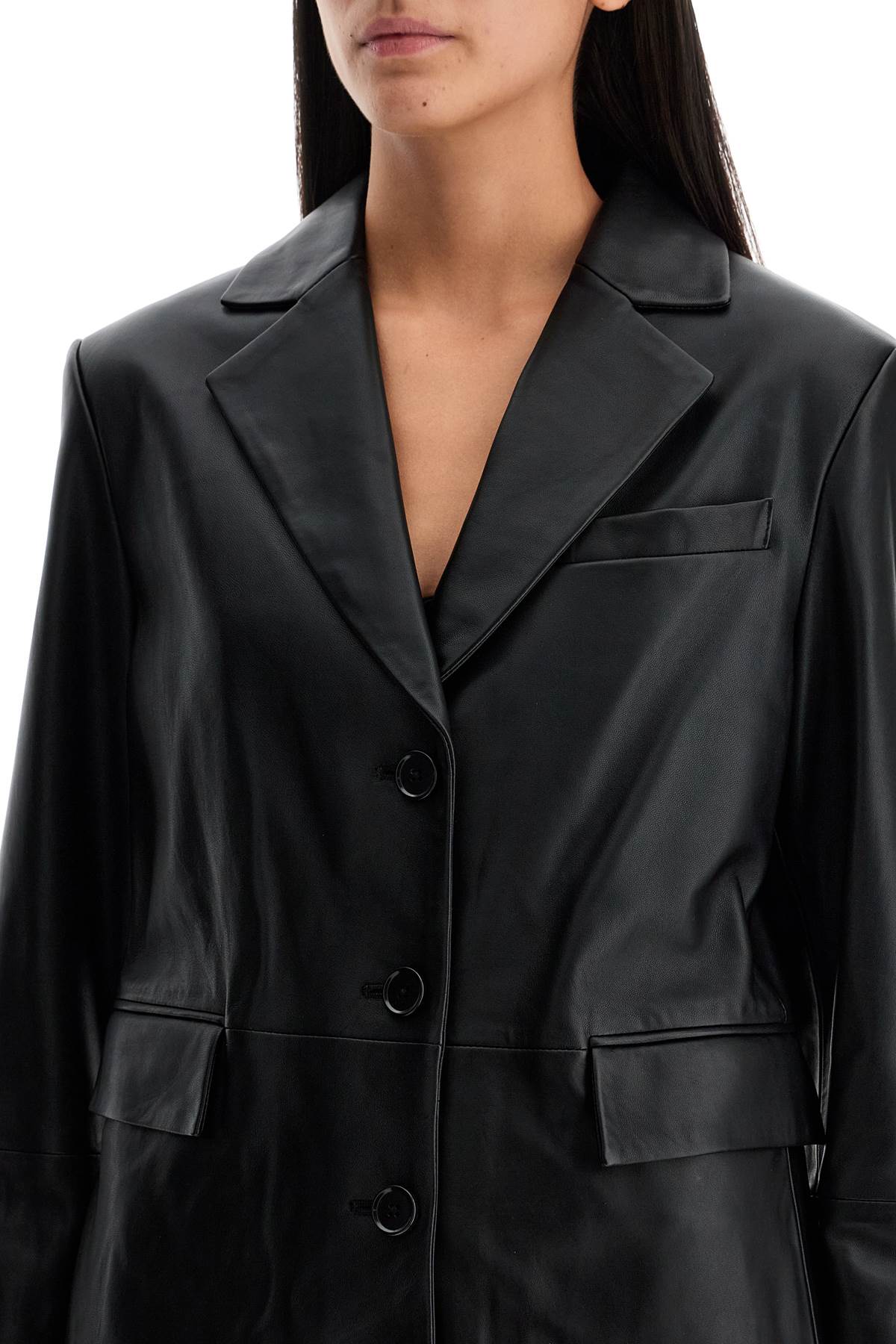 Shop Loulou Studio Aldo Leather Blazer In Black