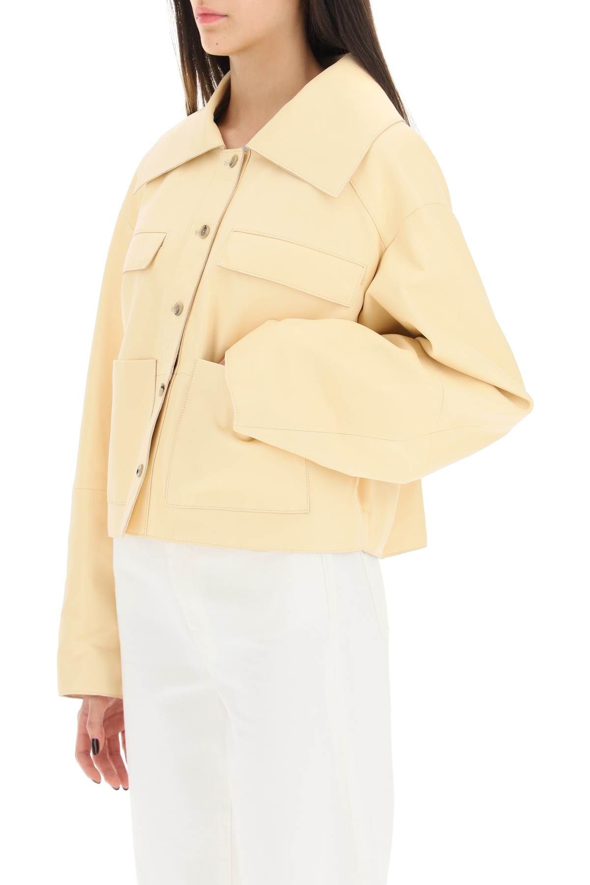 Shop Loulou Studio 'sulat' Leather Jacket In Yellow