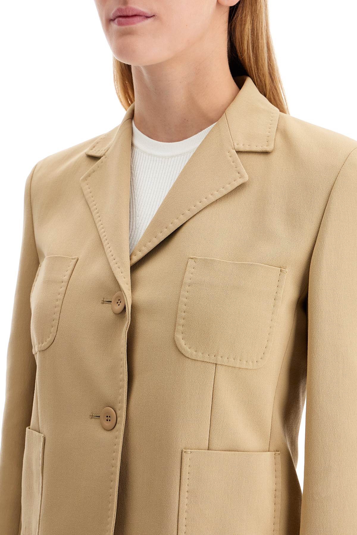 Shop Max Mara Single-breasted Canvas Jacket In ' In Beige