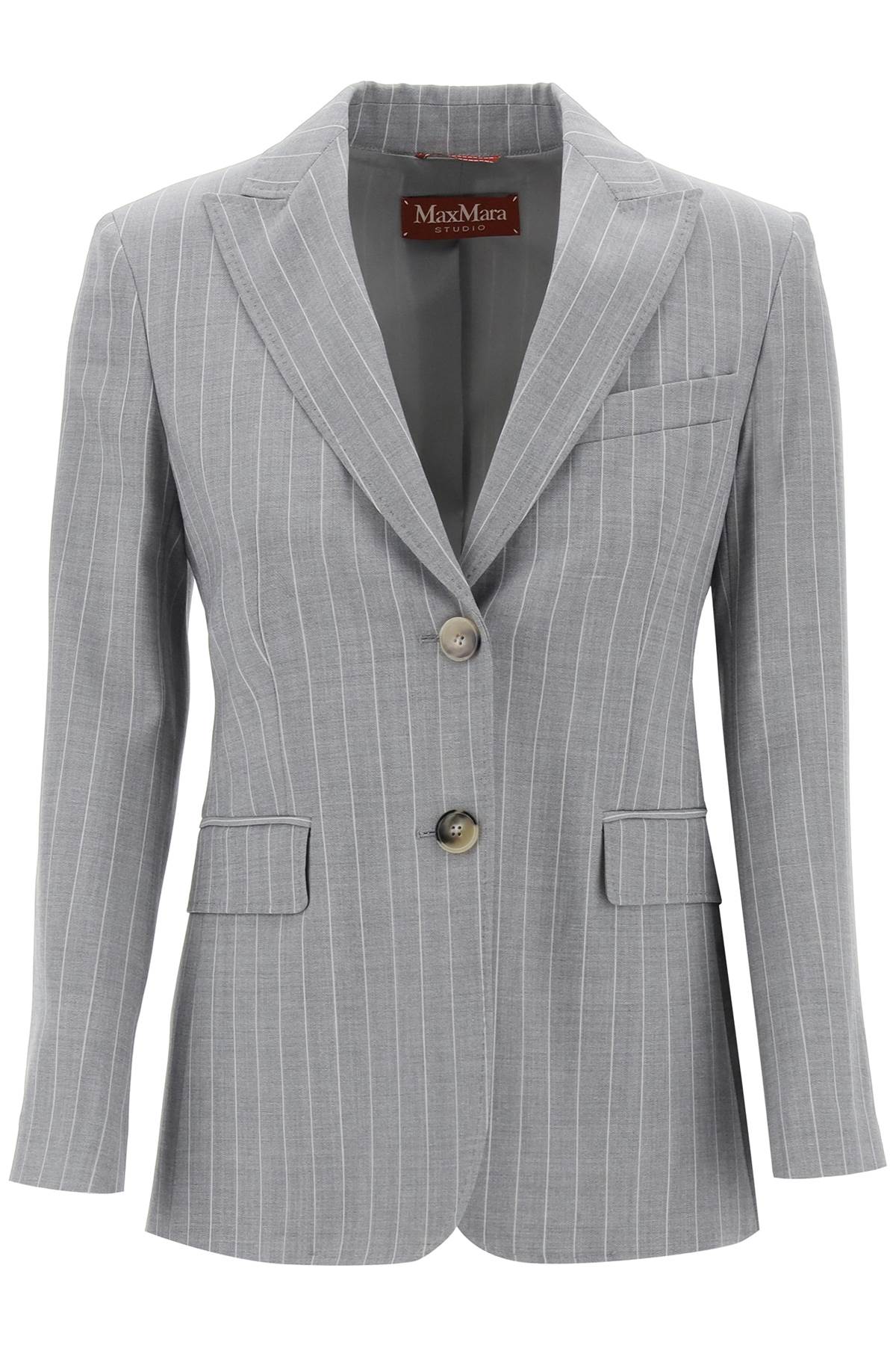 Max Mara Mora Pinstriped Jacket In Light Wool In Grey