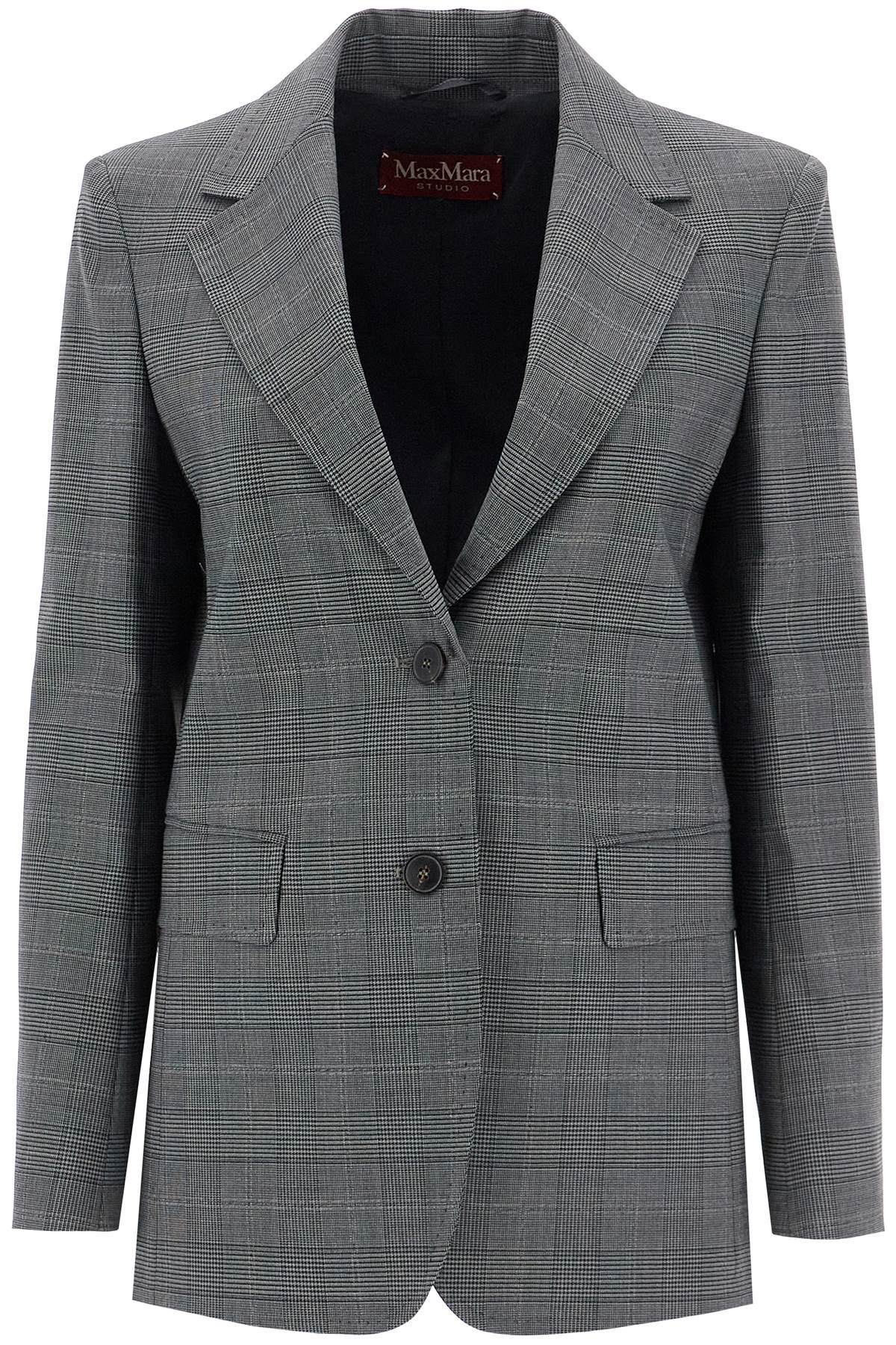 Shop Max Mara 'david' Prince Of Wales Wool Blazer In Grey