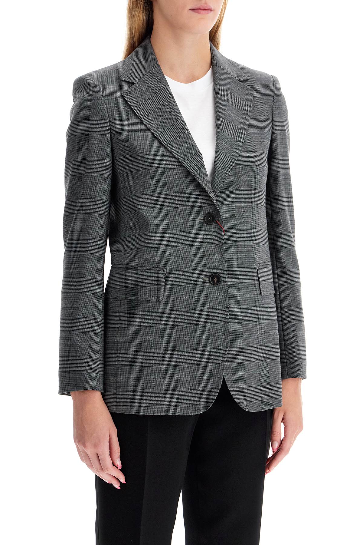 Shop Max Mara 'david' Prince Of Wales Wool Blazer In Grey