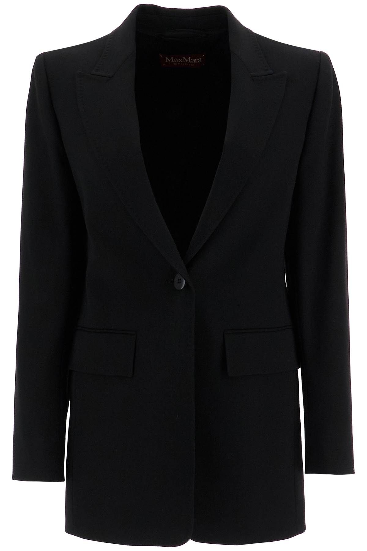 Shop Max Mara Wool Crepe Blazer With T In Black