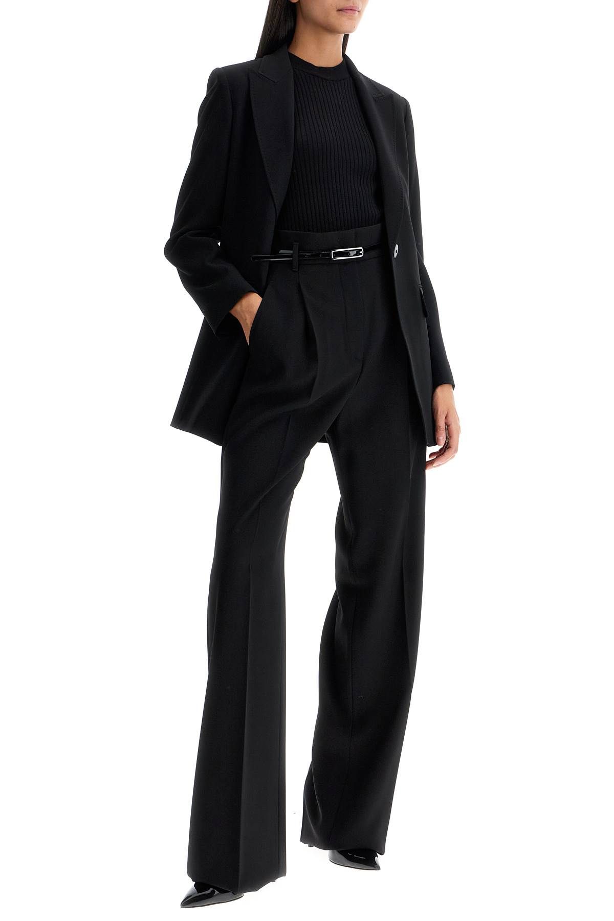 Shop Max Mara Wool Crepe Blazer With T In Black