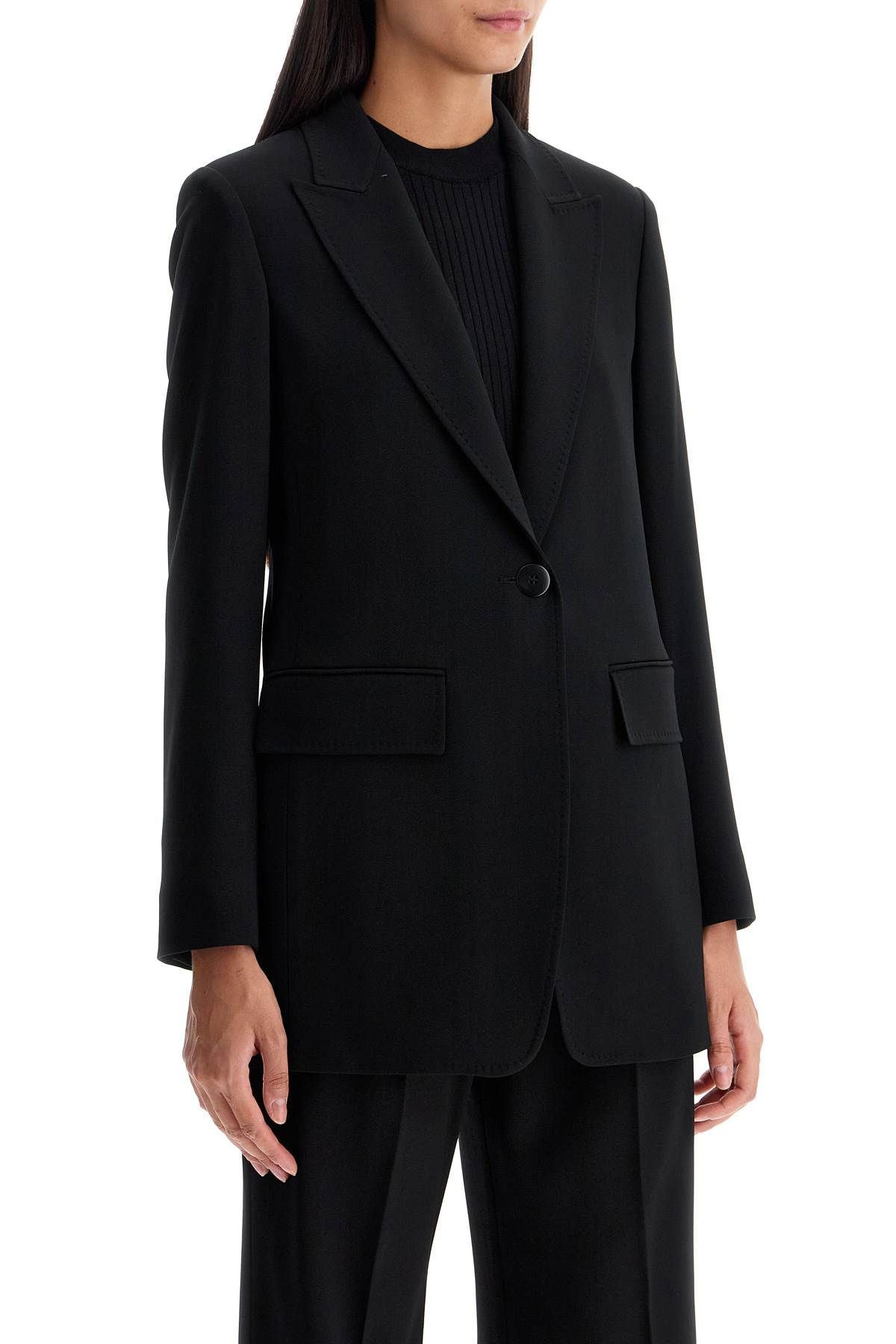 Shop Max Mara Wool Crepe Blazer With T In Black