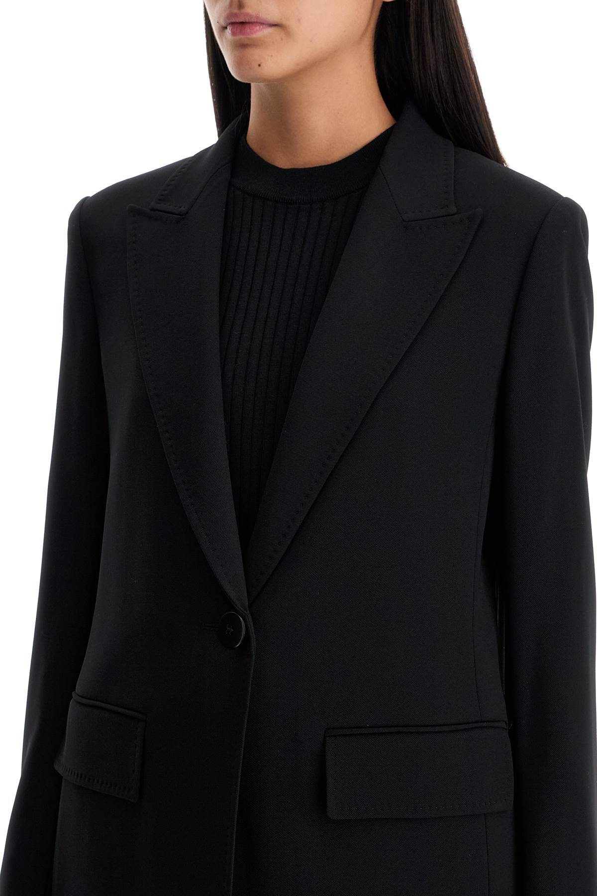 Shop Max Mara Wool Crepe Blazer With T In Black