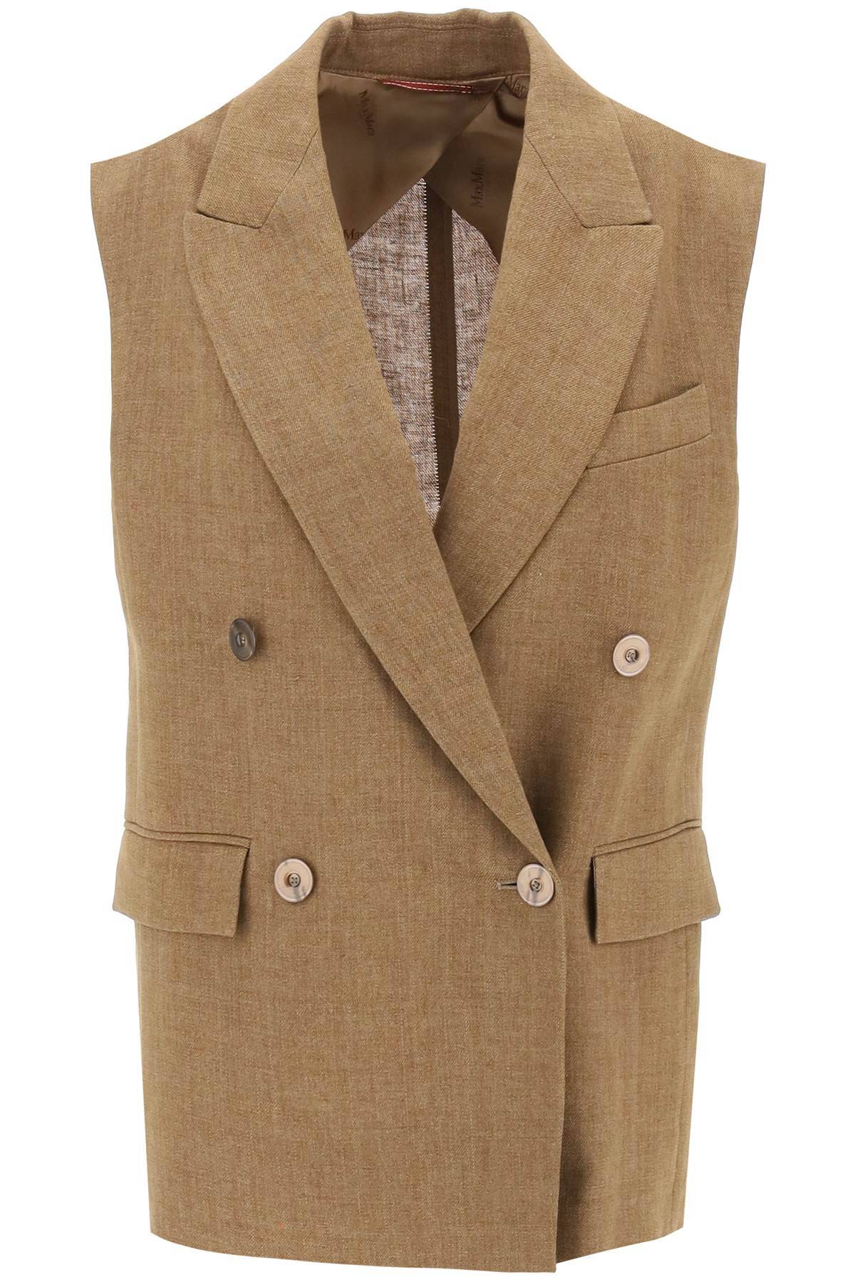 Max Mara Linen Propeller Waistcoat For In Brown