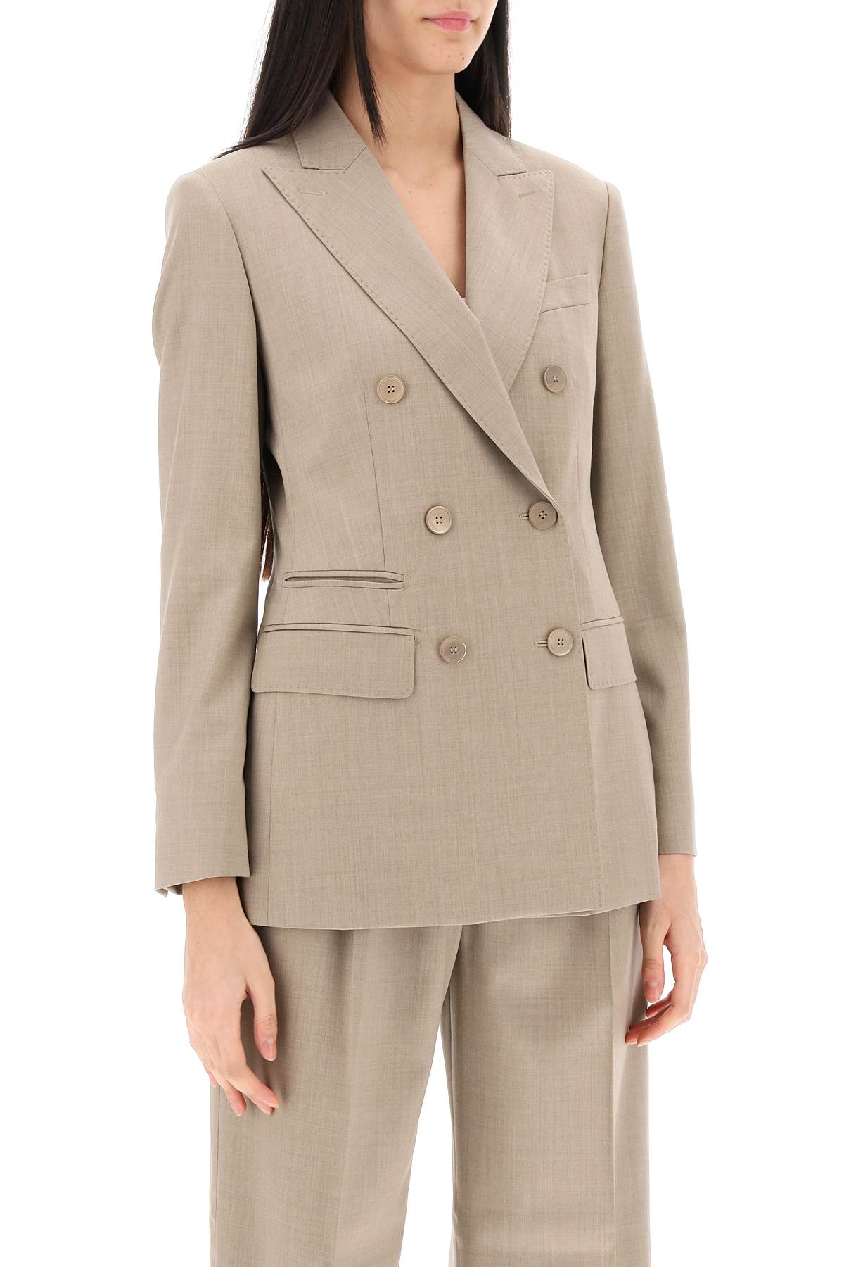 Shop Max Mara Nandina Double-breasted Blazer In Beige