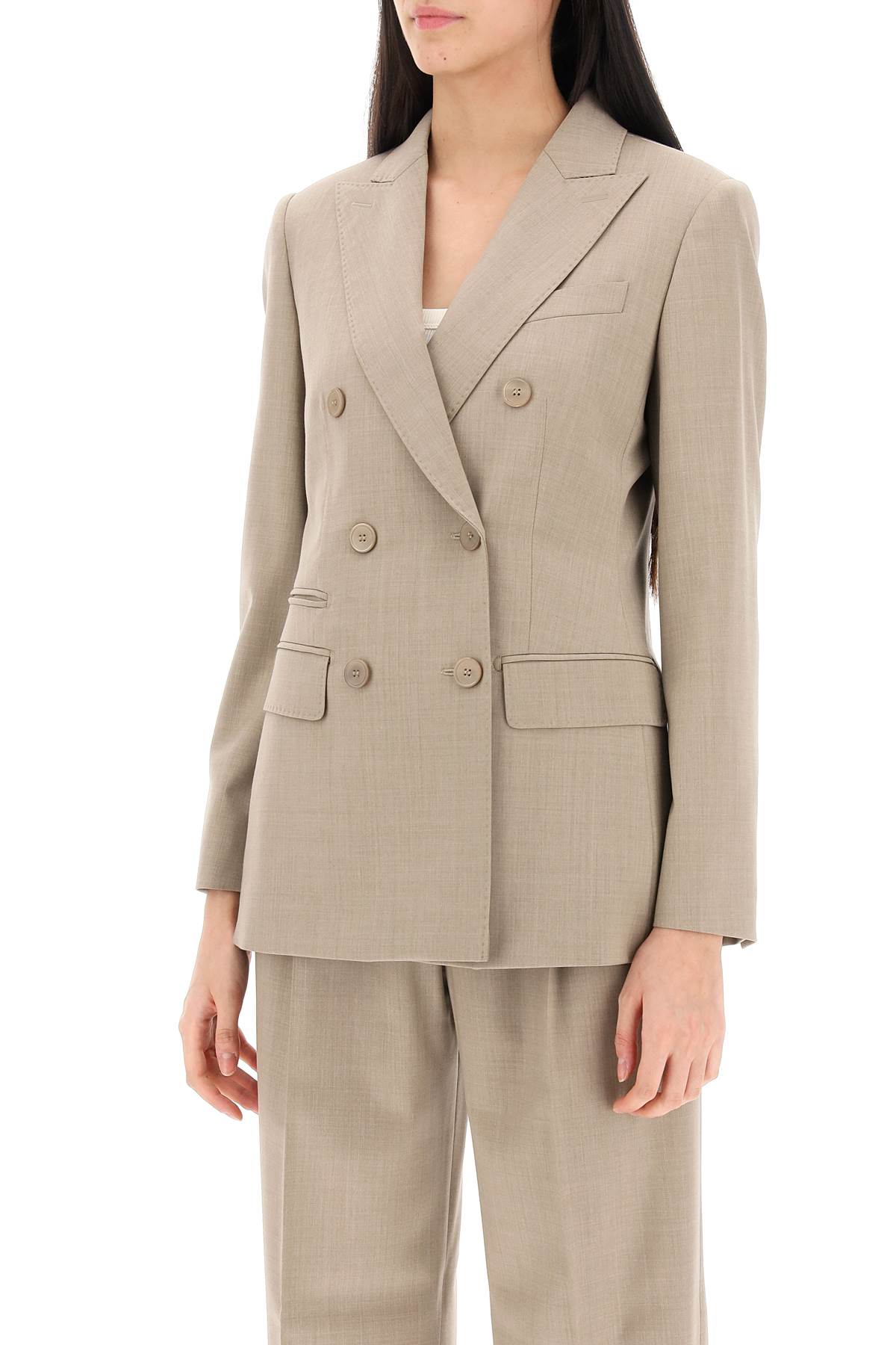 Shop Max Mara Nandina Double-breasted Blazer In Beige