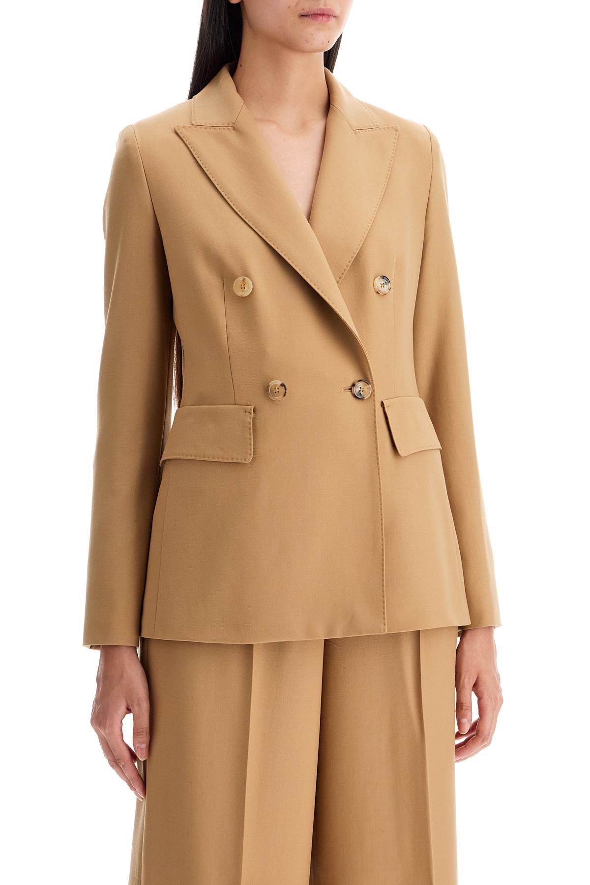 Shop Max Mara 'osanna' Wool Gabardine In Beige