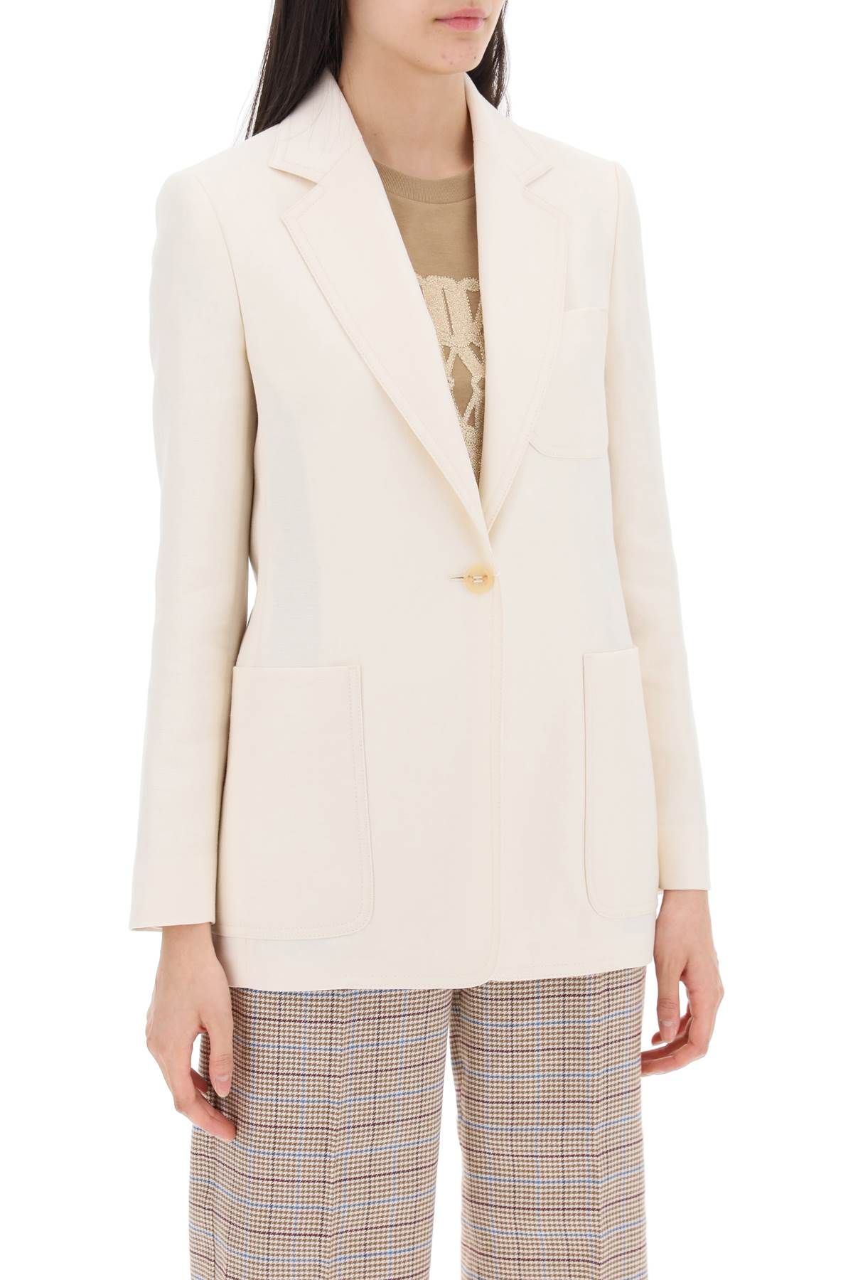 Shop Max Mara "bohemian Linen Single-bre In White,neutro