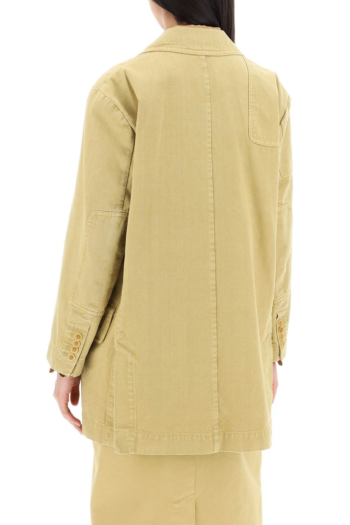 Shop Max Mara Dizzy Cotton Canvas Jacket In Khaki,yellow