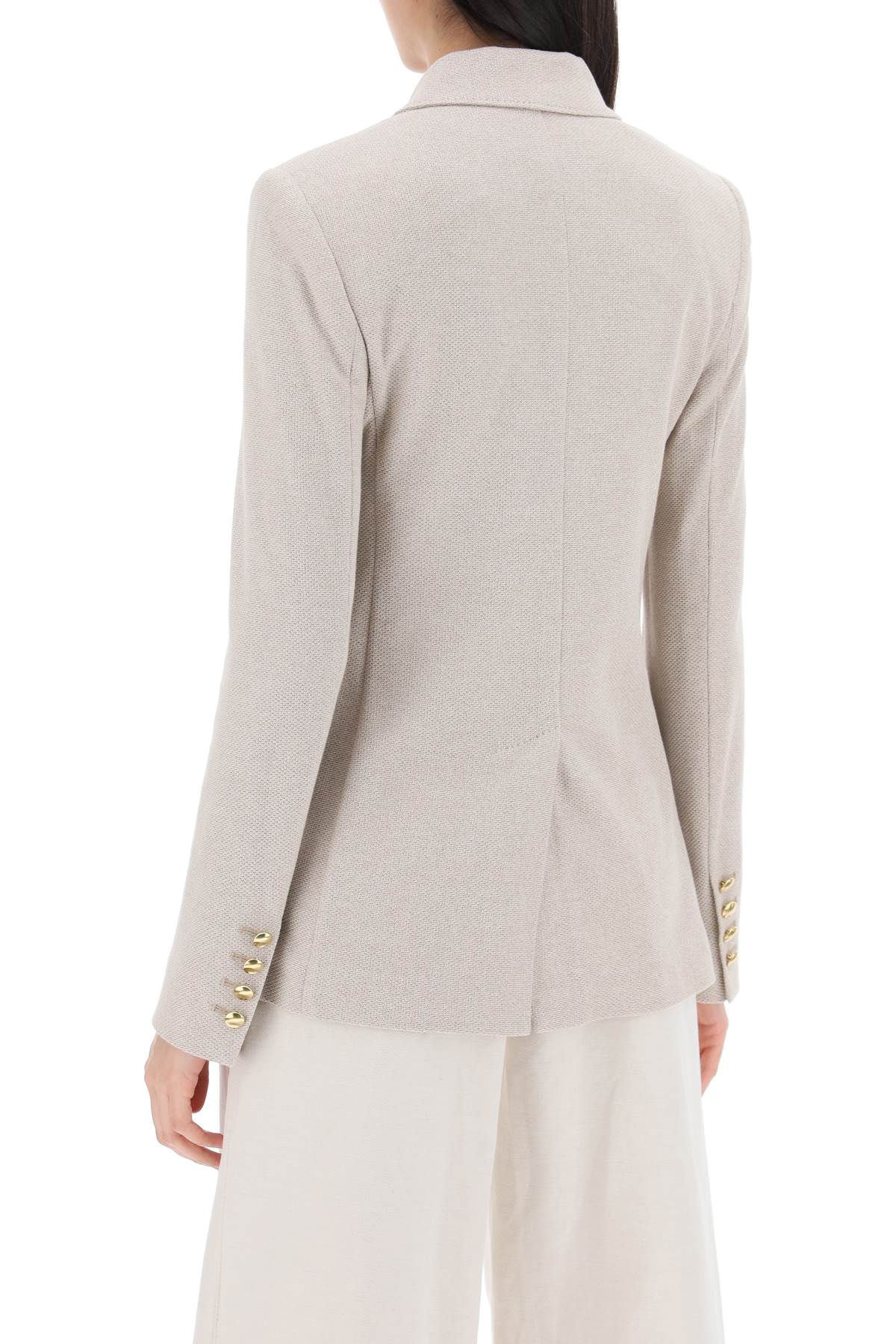 Shop Max Mara "double-breasted Vanadium Cotton Jersey Bl In Neutro