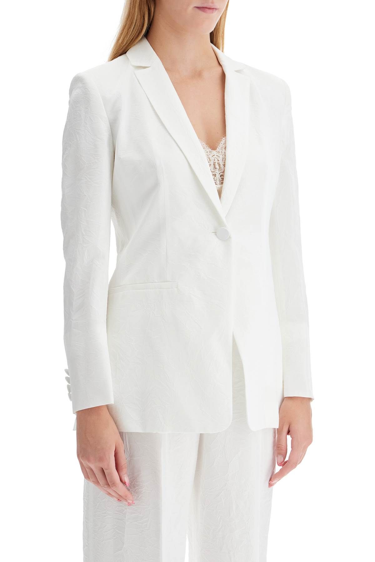 Shop Max Mara 'single-breasted Blazer In Lightweight In White