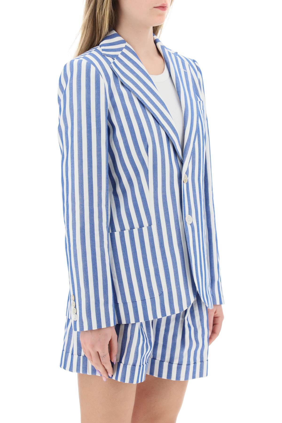 Shop Polo Ralph Lauren Striped Blazer In White,light Blue