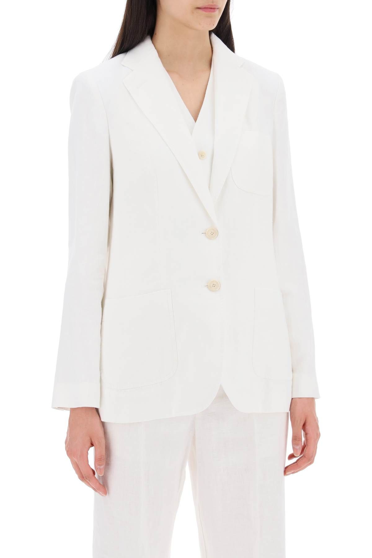 Shop Polo Ralph Lauren Single-breasted Linen Jacket In White