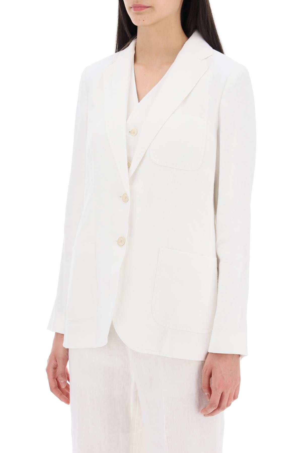 Shop Polo Ralph Lauren Single-breasted Linen Jacket In White
