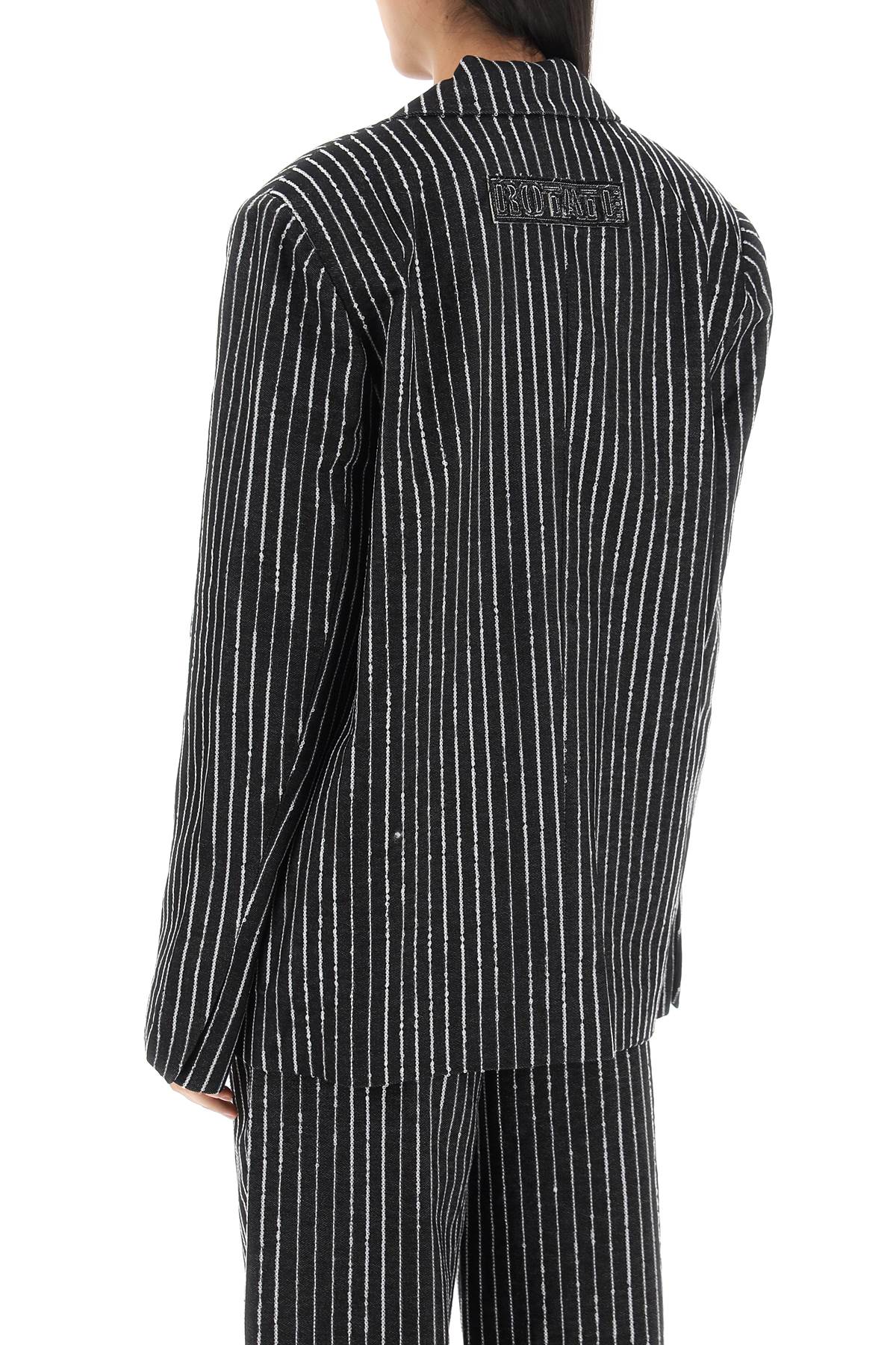 Shop Rotate Birger Christensen Blazer With Sequined Stripes In Black
