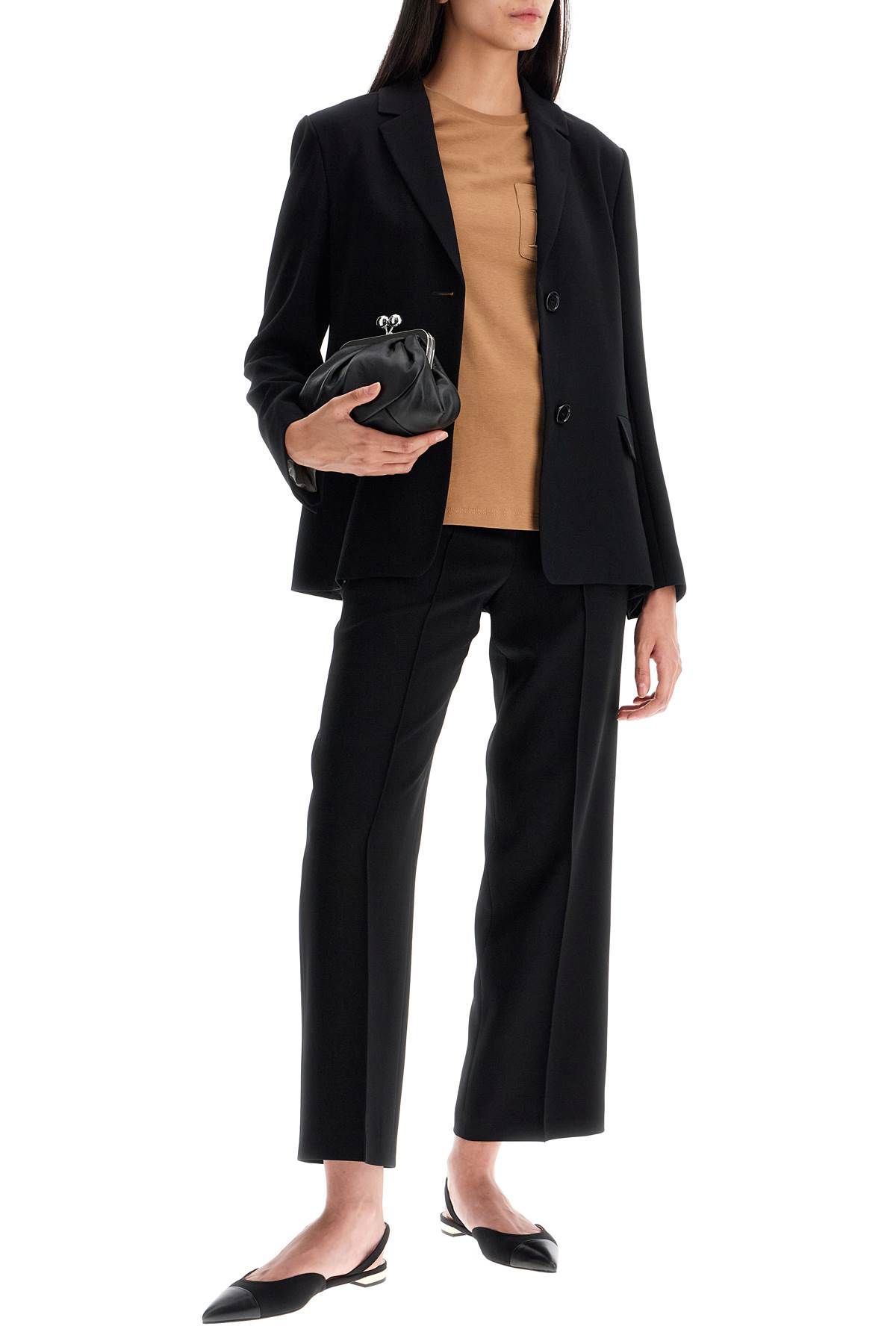 Shop 's Max Mara 'undici' Crepe Single In Black