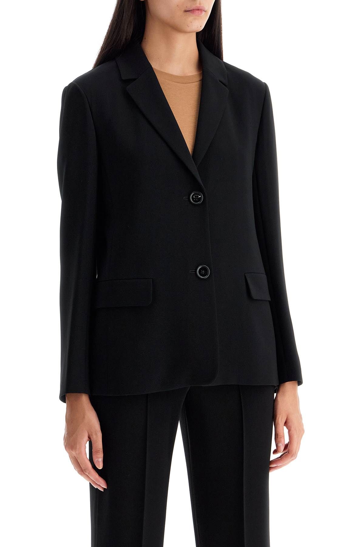 Shop 's Max Mara 'undici' Crepe Single In Black