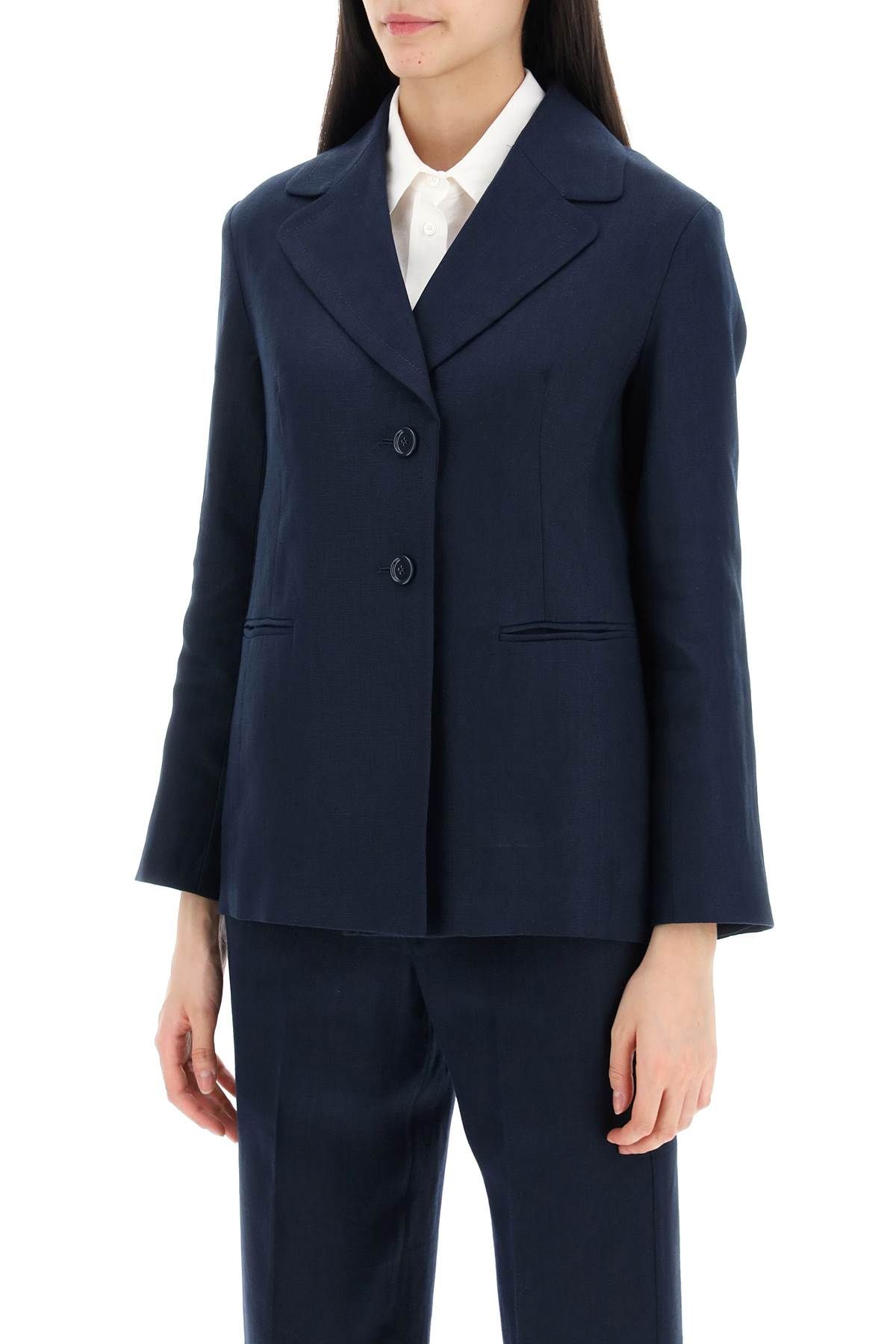 Shop 's Max Mara "single-breasted Linen Jacket Souvenir In Blue