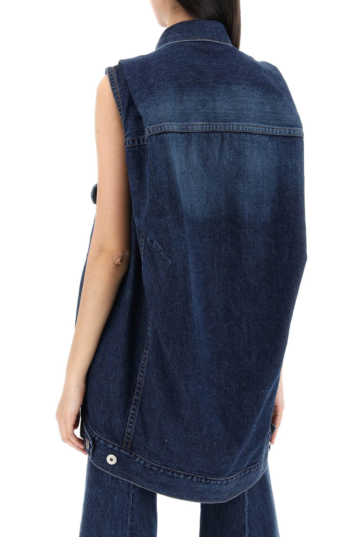 Shop Sacai Oversized Denim Vest For In Blue