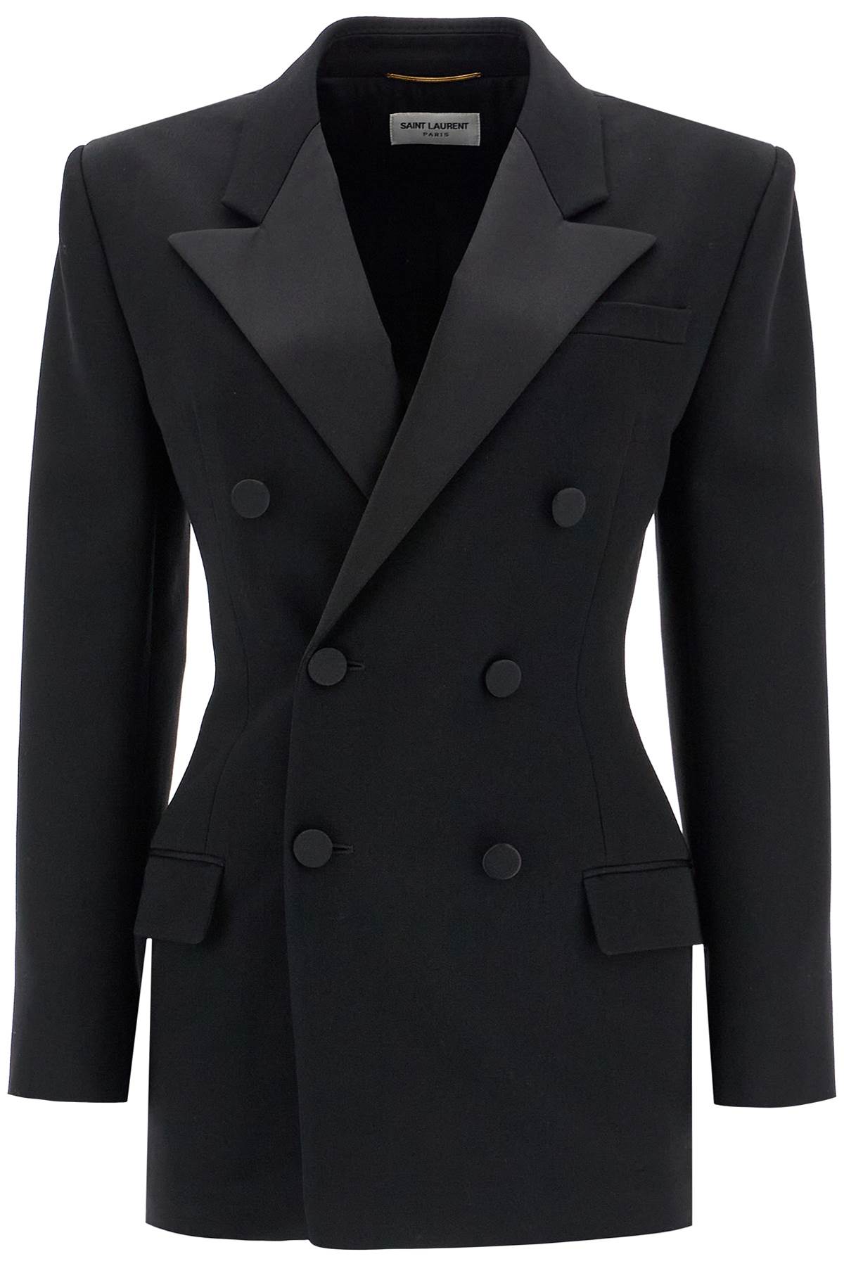 Shop Saint Laurent 'smoking Jacket In Grain De P In Black