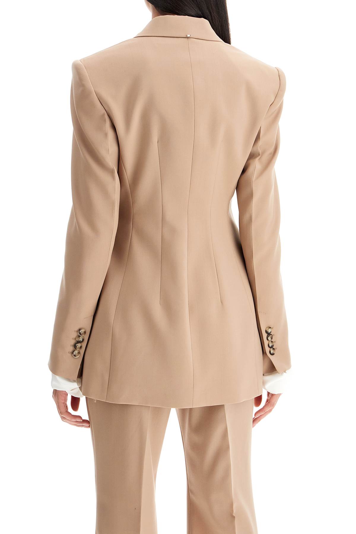 Shop Sportmax "adamo Double-breasted Stretch Wool In Beige