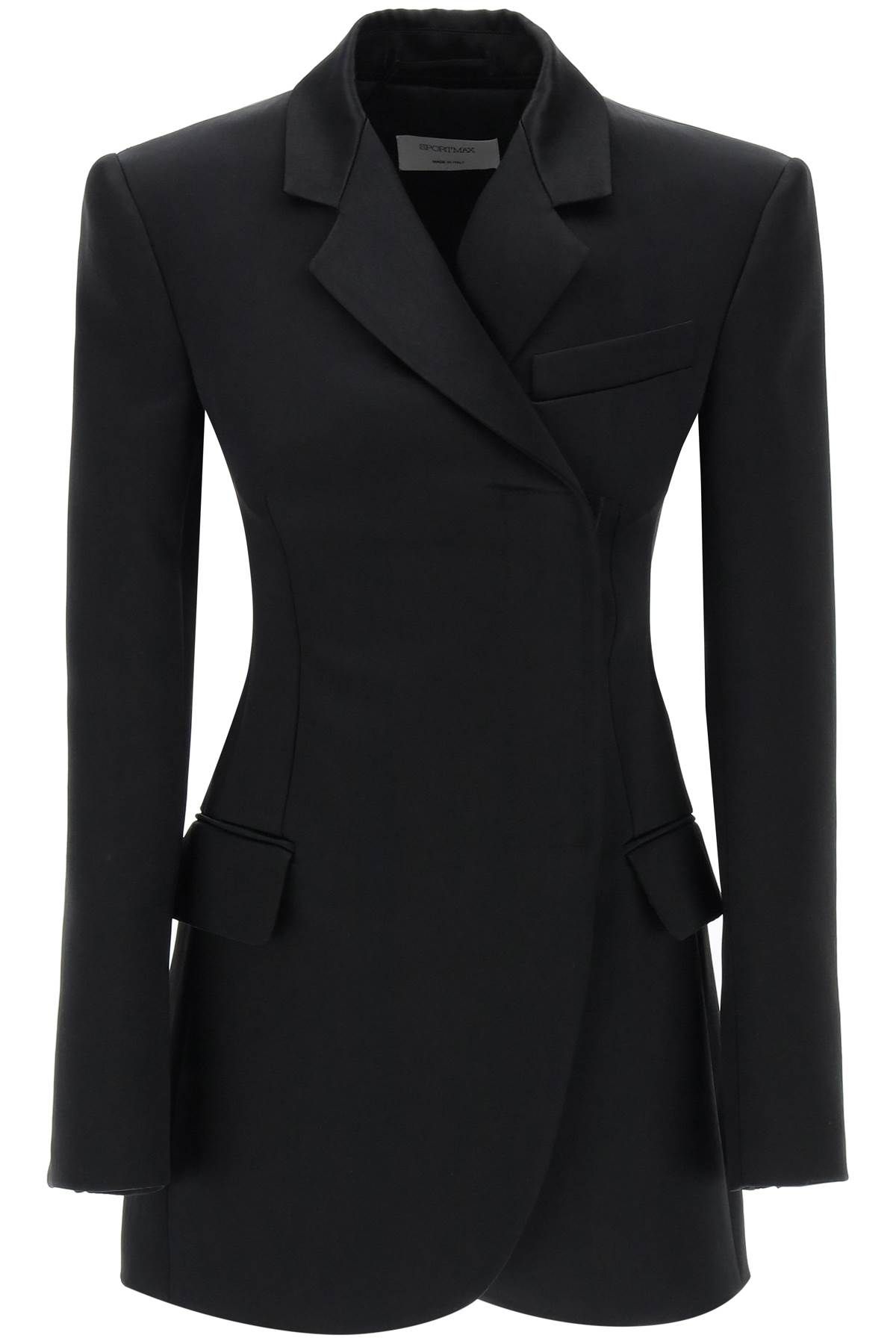 Sportmax Globale Satin Double Breasted Jacket In Black