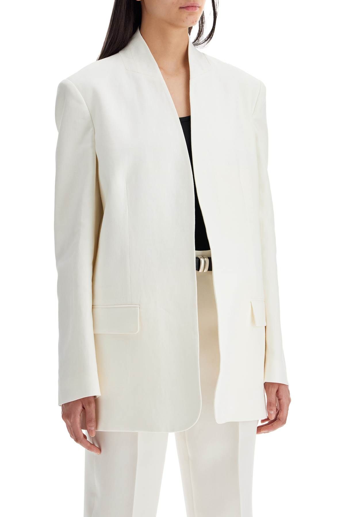 Shop The Row "harvy Open Linen Blazer In White