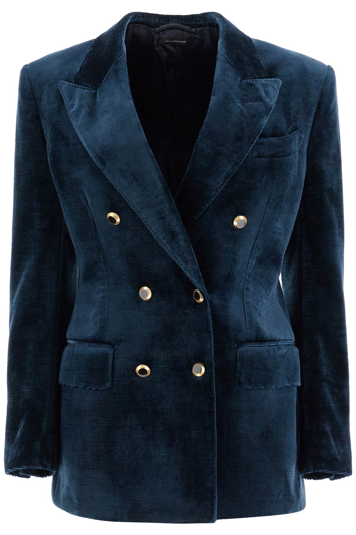 Shop Tom Ford Wallis Velvet Double-breasted Jacket In Blue