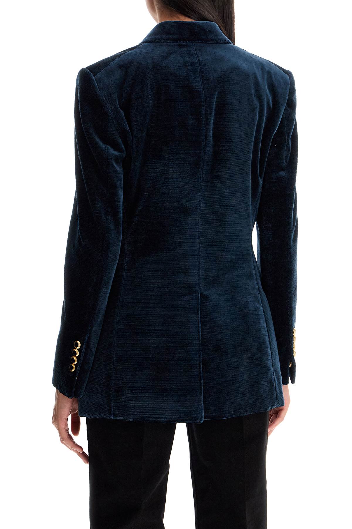 Shop Tom Ford Wallis Velvet Double-breasted Jacket In Blue