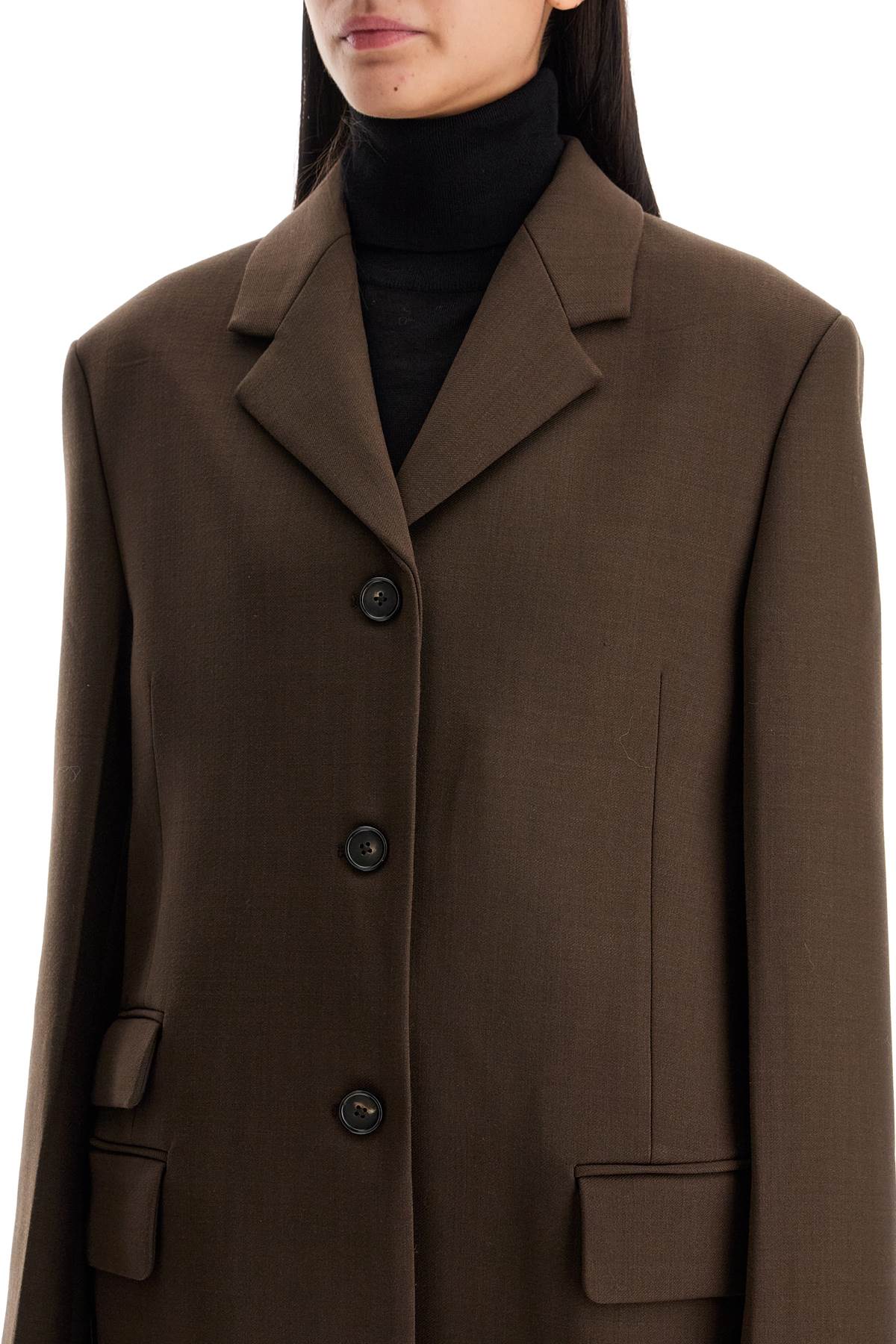 Shop Totême Straight Three-button Blazer In Brown