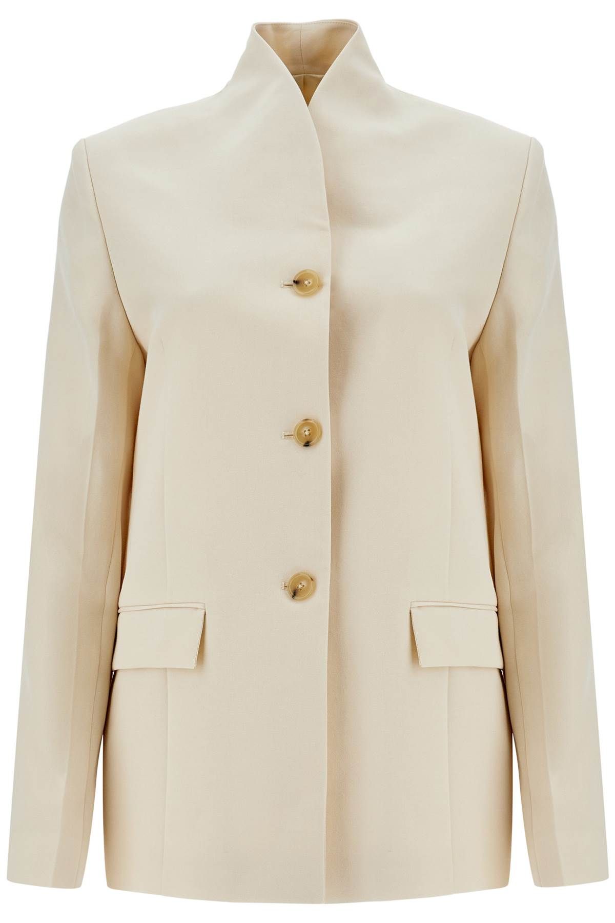 Totême Beige Viscose Blazer With High Collar In Brown