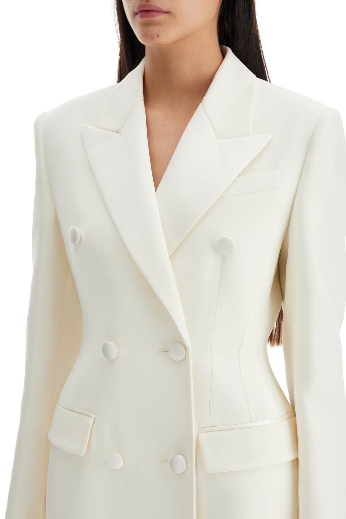 Shop Versace Long Hourglass-shaped Smoking Jacket In White