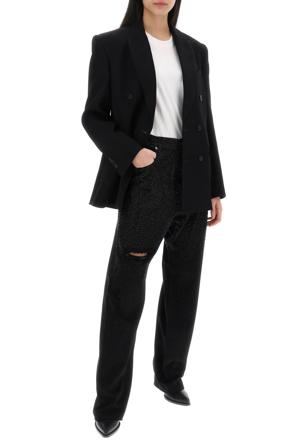 Shop Wardrobe.nyc Double-breasted Blazer In Black