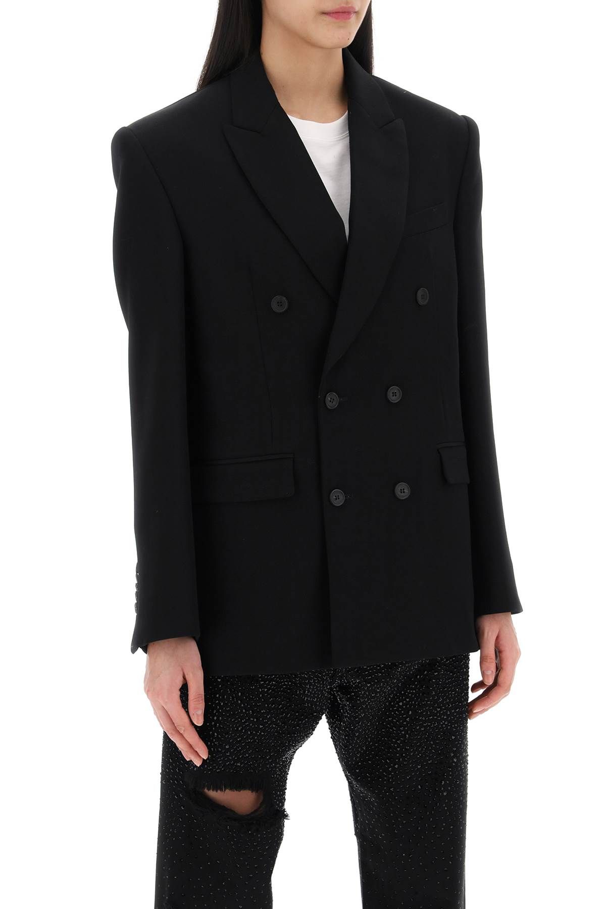 Shop Wardrobe.nyc Double-breasted Blazer In Black