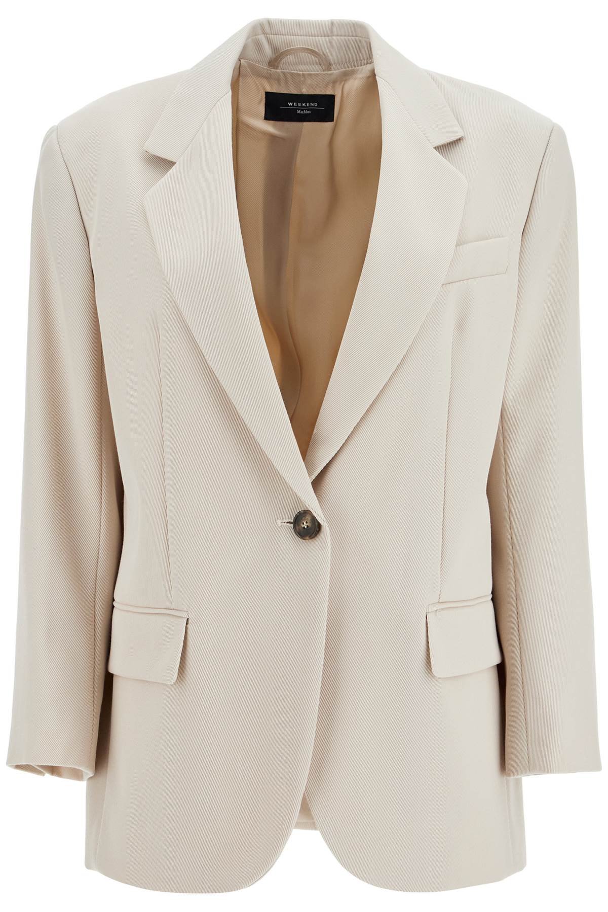 Shop Weekend Max Mara Single-breasted Cavalry Blazer In Beige