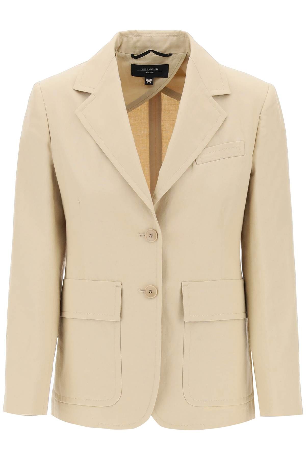 Shop Weekend Max Mara Cotton And Linen Dattero Bl In Beige