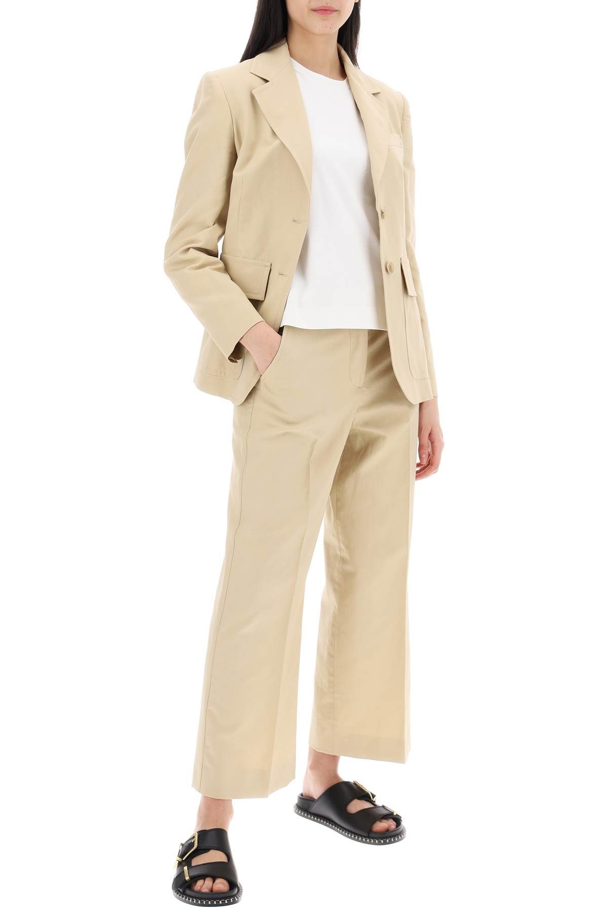 Shop Weekend Max Mara Cotton And Linen Dattero Bl In Beige