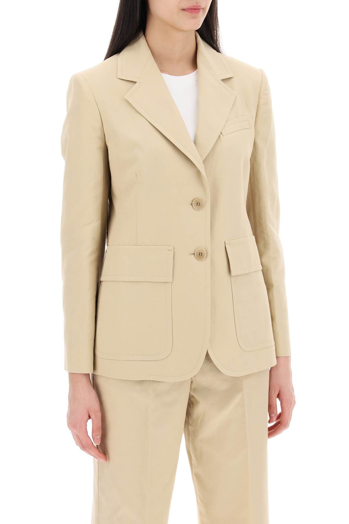 Shop Weekend Max Mara Cotton And Linen Dattero Bl In Beige