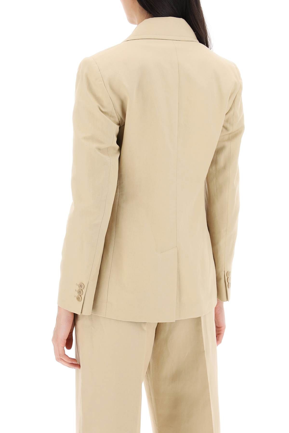 Shop Weekend Max Mara Cotton And Linen Dattero Bl In Beige