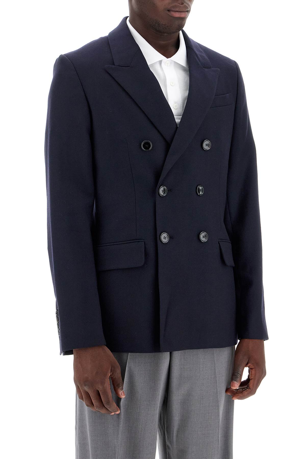 Shop Ami Alexandre Matiussi Double-breasted Wool Jacket In Blue